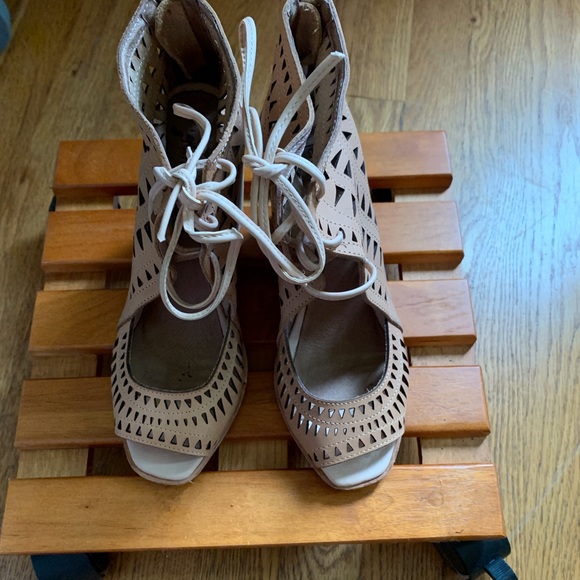 Jeffrey Campbell for Free People Radillo Wedge open toe lace up booties - Picture 2 of 14